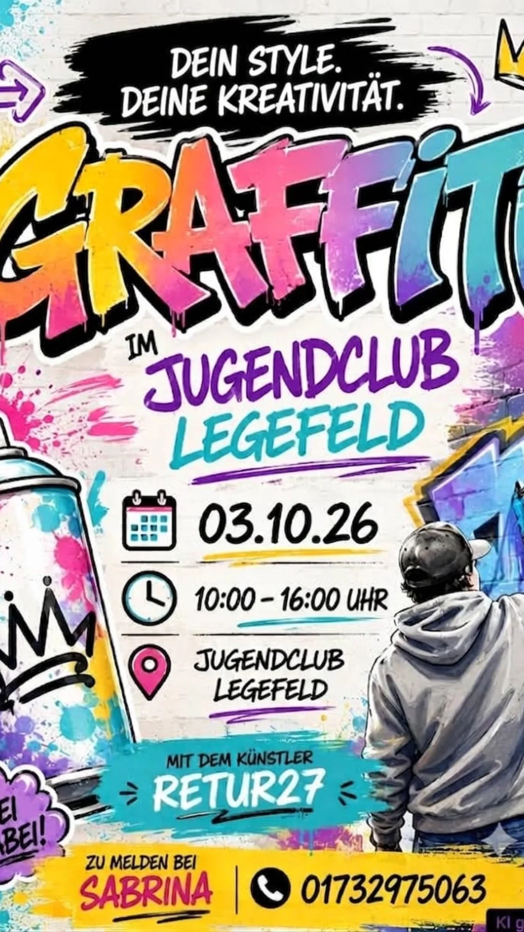 Graffiti gestalten im Jugendclub Legefeld