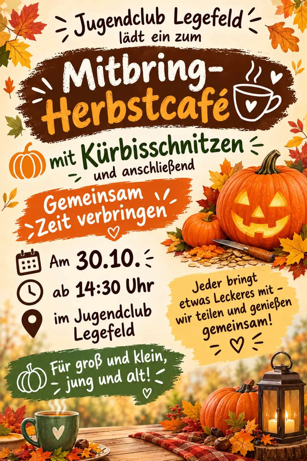 Mitbring-Herbstcafé mit Kürbisschnitzen